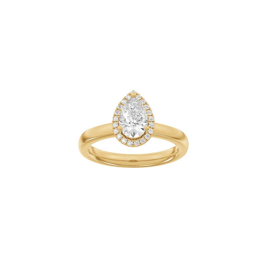 Luxury Halo dråbe ring i 14 kt rødguld med 1,12 ct lab-grown diamanter fra Siersbøl