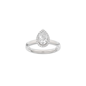 Siersbøl Luxury Halo dråbeformet ring i 14 kt hvidguld med 1,12 ct lab-grown diamanter