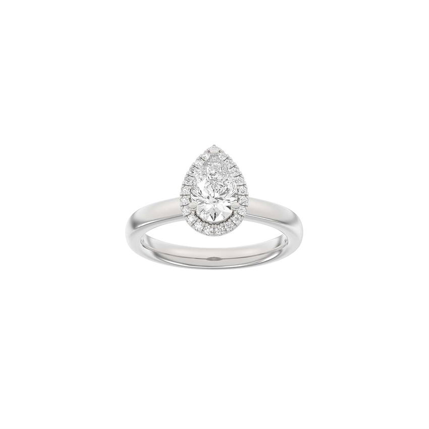 Siersbøl Luxury Halo dråbeformet ring i 14 kt hvidguld med 1,12 ct lab-grown diamanter