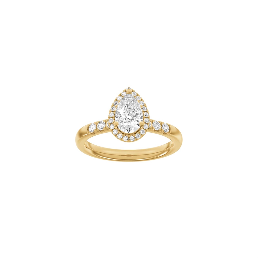LUXURY Halo dråbeformet ring i 14kt rødguld med 1,32ct lab-grown diamanter fra Siersbøl Luxury