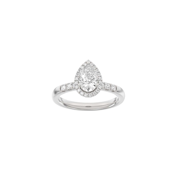 Siersbøl Luxury Halo dråbe ring i 14 kt hvidguld med 1,32 ct lab-grown diamanter