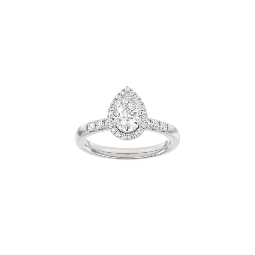 Siersbøl Luxury Halo dråbe ring i 14 kt hvidguld med 1,32 ct lab-grown diamanter
