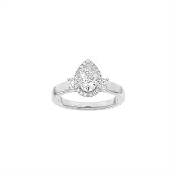 Luxury Halo dråbe ring i 14 kt hvidguld med 1,45 ct lab-grown diamanter fra Siersbøl