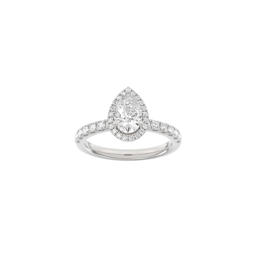 Luxury Halo dråbeformet ring i 14 kt hvidguld med 1,52 ct lab-grown diamanter fra Siersbøl