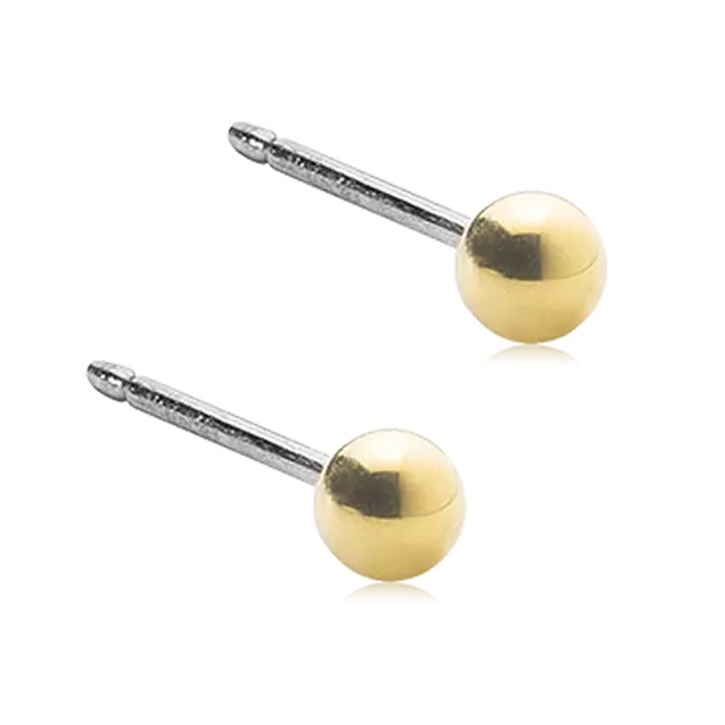 Se Blomdahl - Titanium forgyldt kugle ørering Ball - 3 mm hos Guldcenter.dk