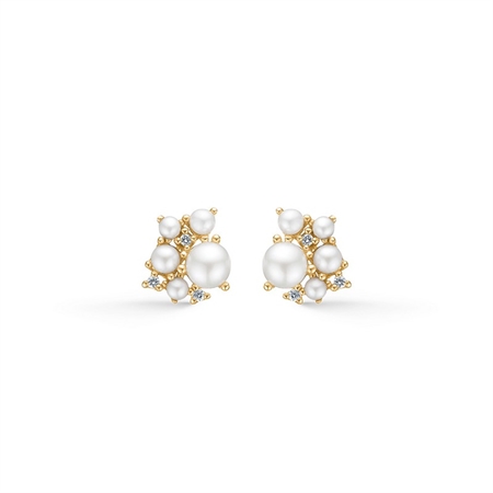 Mads Z - Diamond Cloud øreringe i 14 kt guld m perler m i alt 0,048ct