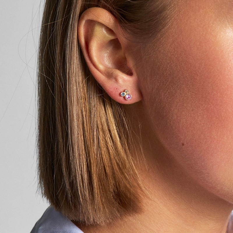Luxury Rainbow ørestikker i 14 karat guld fra Mads Z