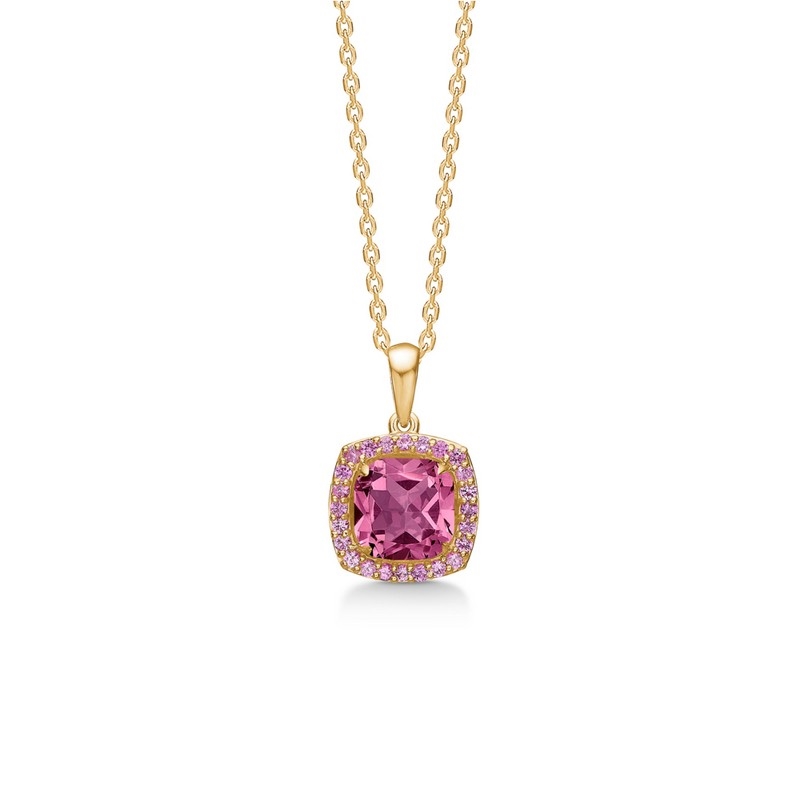 Mads Z - Provence vedhæng i 14 kt guld m. pink quartz og pink safir