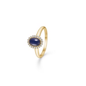 Royal Sapphire ring i 14 kt guld m. diamanter 1544031