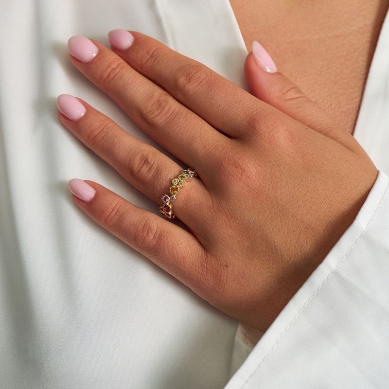 Luxury Rainbow ring i 14 kt guld fra Mads Z