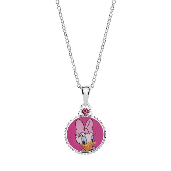 Billede af Disney - Andersine halskæde med pink emalje og pink rubin i sølv