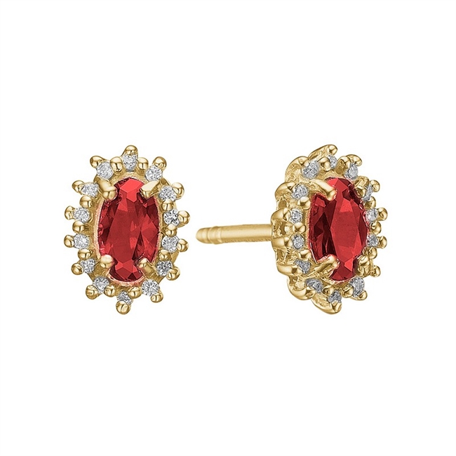 Billede af Aagaard - 8 kt. guld ørering med Røde rubiner og diamanter