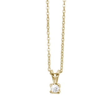Aagaard - Diamant vedhæng i 8 kt guld med 0,10 ct Lab diamant inkl. forgyldt kæde