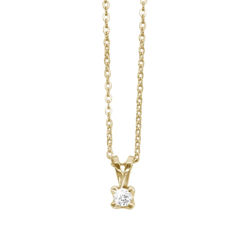 Aagaard - Diamant vedhæng i 8 kt guld med 0,10 ct Lab diamant inkl. forgyldt kæde