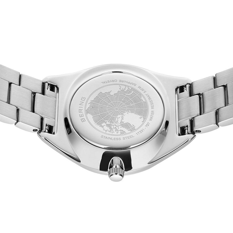 Bering - Solar dameur i poleret sølv 31 mm 3