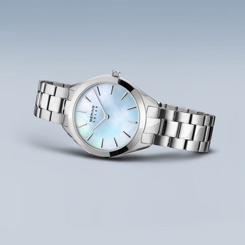 Bering - Solar dameur i poleret sølv 31 mm 4