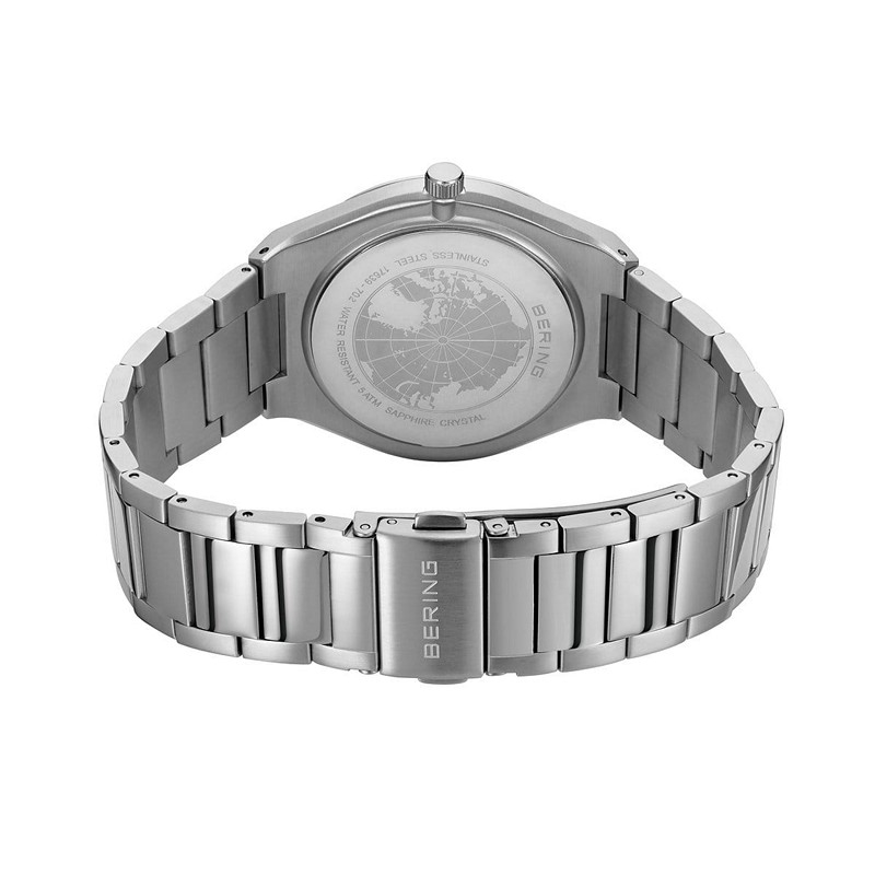 Bering Classic herreur i børstet sølv m. sort 17639-702 3