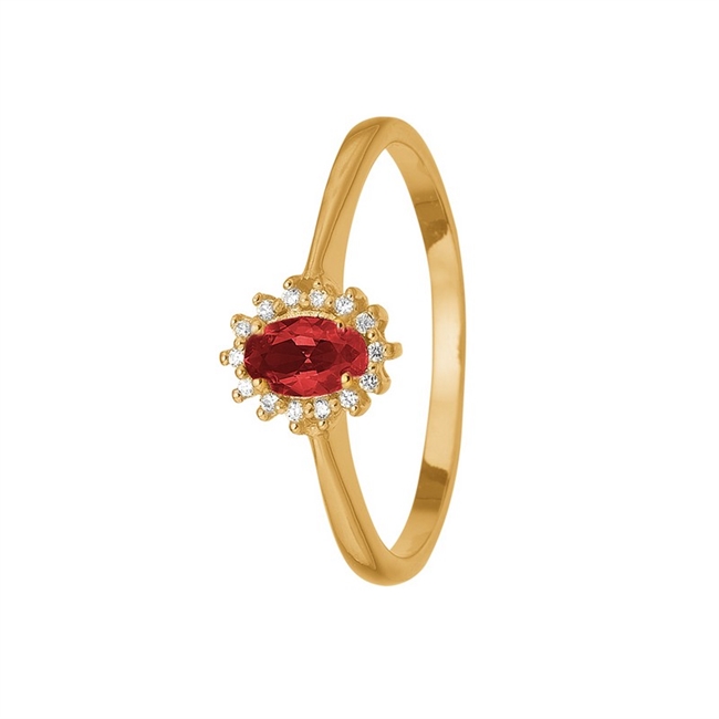 Billede af Aagaard - 8 kt. guld ring med rød rubin
