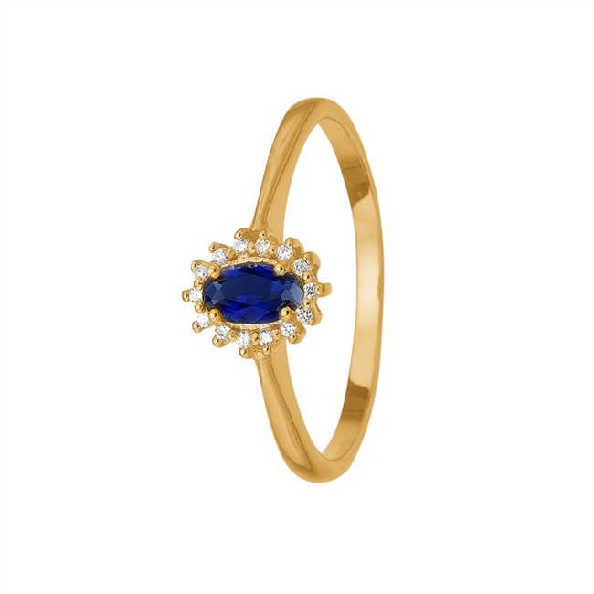 4: Aagaard - 8 kt. guld ring med blå safir