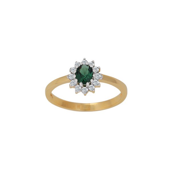 8kt. guld ring med grøn smaragd af Siersbøl 10830260317
