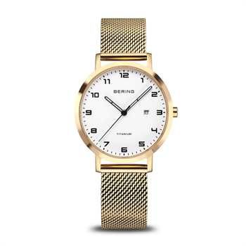 Bering Titanium dameur i guld og poleret mesh 18634-334