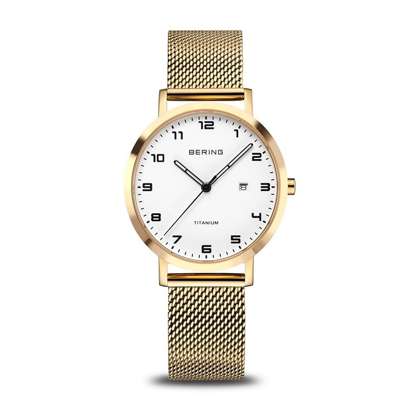 Bering Titanium dameur i guld og poleret mesh 18634-334