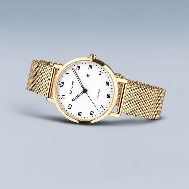 Bering Titanium dameur i guld og poleret mesh 18634-334 2