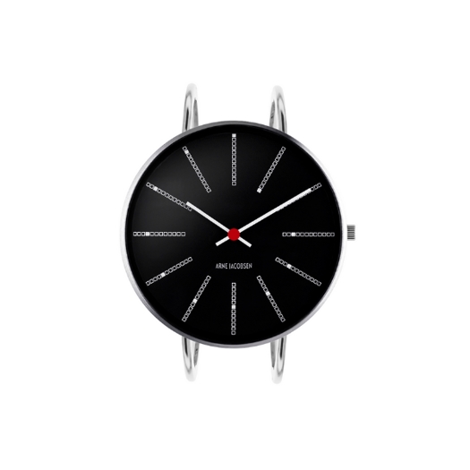 Arne Jacobsen - Bankers Ur Bangle - Ø34 - sort skive, stål bangle