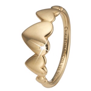 Christina collect ring i forgyldt sølv "HEARTS FOR EVER"
