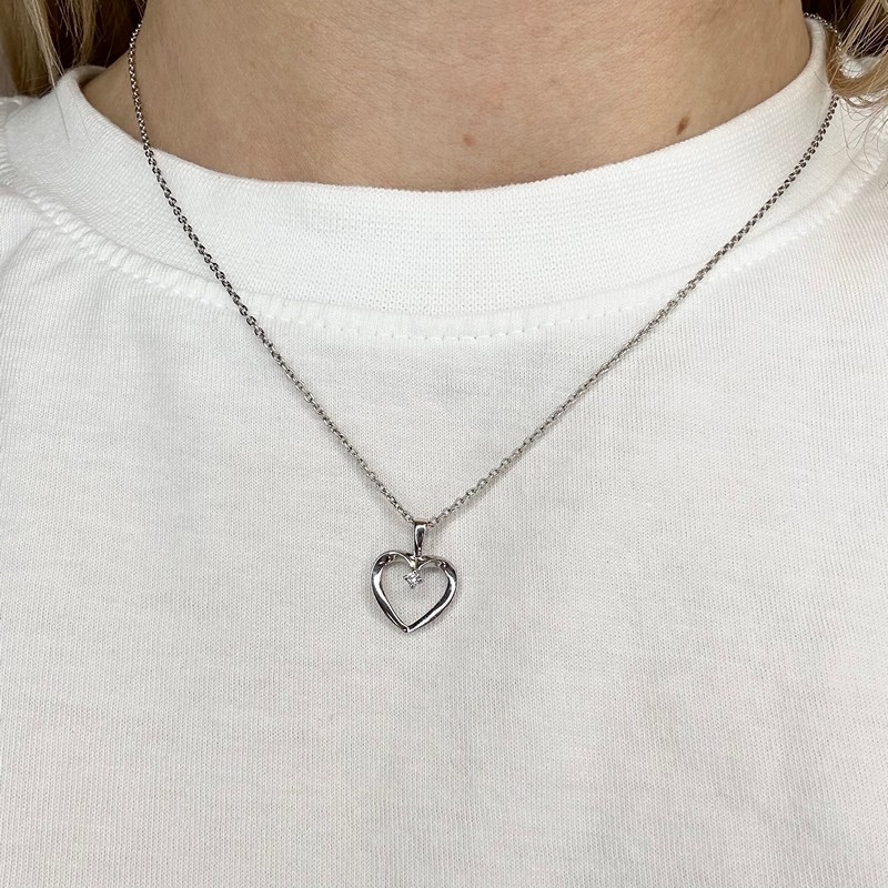14kt. hvidgulds hjerte med diamant 20161180600