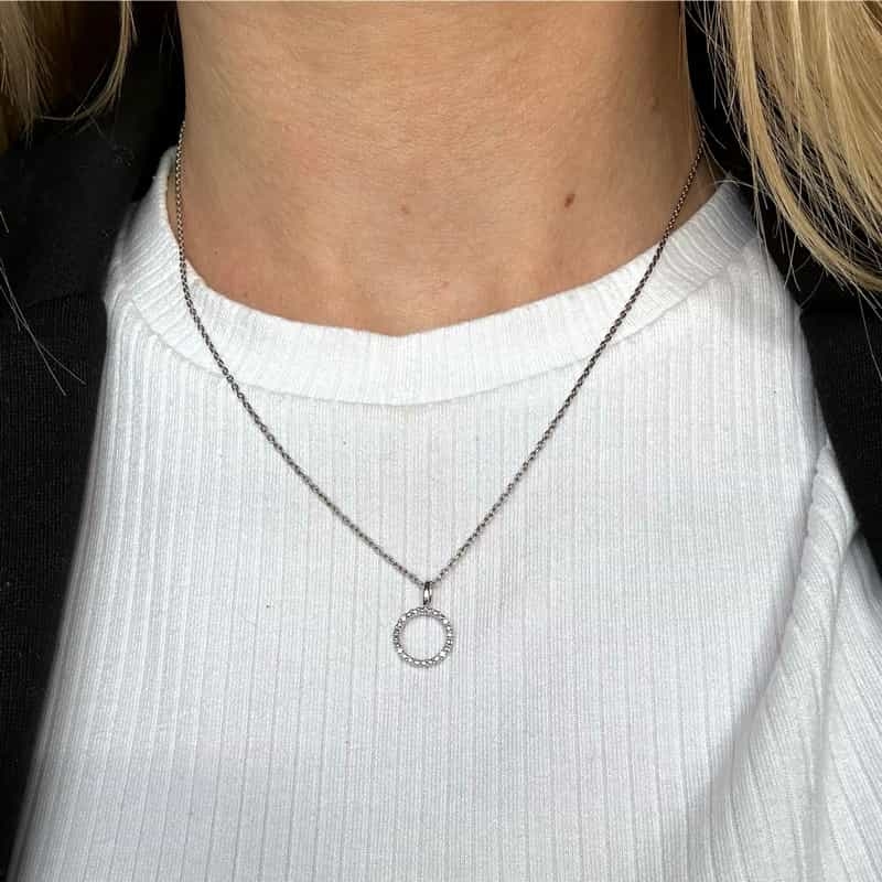 Cirkel halskæde 14kt. hvidguld m. brillant 20180440600 2