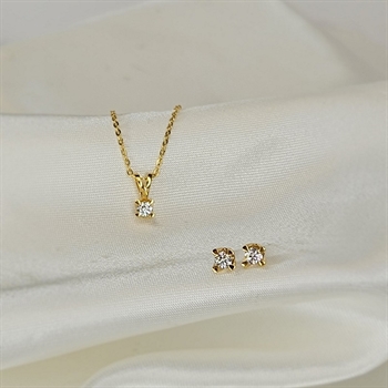 Aagaard - Diamant vedhæng i 8 kt guld med 0,10 ct Lab diamant inkl. forgyldt kæde