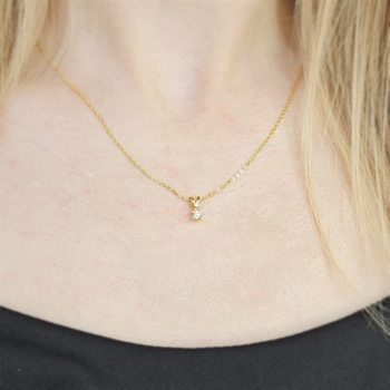 Aagaard - Diamant vedhæng i 8 kt guld med 0,10 ct Lab diamant inkl. forgyldt kæde