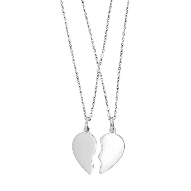 Billede af Noa Kids - Knæk-hjerte vedhæng i sølv med 2 halskæder