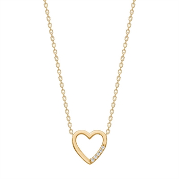  Siersbøl - 8kt. Guldvedhæng hjerte m.cz inkl. forg. kæde