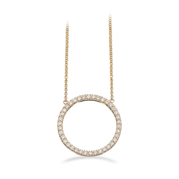 Dazzling - 14 kt. guld vedhæng cirkel m/kæde og 0,34 H-W/SI 