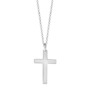 Halskæde med korsvedhæng til mænd er fremstillet i stål