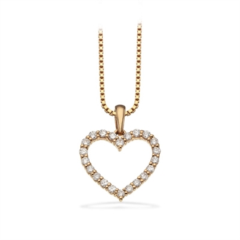 Dazzling - 14 kt. hjertevedhæng m/ sølvkæde og 0,25 H-W/SI 