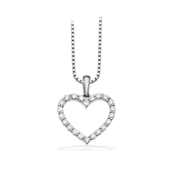 Dazzling - 14 kt. hjerte vedhæng m/sølvkæde og 0,25 H-W/SI