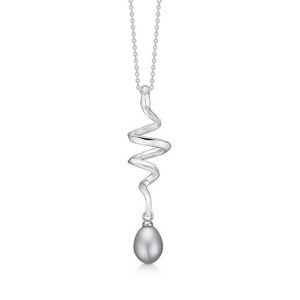 SWIRL halskæde i sølv med perle af Mads Z - 2123086