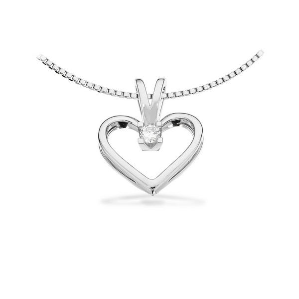 Kleopatra Hjerte Vedhæng i 14kt. hvidguld 0,05ct.-0,50ct. diamant