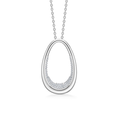 Ellipse halskæde i sølv med dråbe fra Mads Z - 2126070
