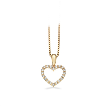 Dazzling -  14 kt. Hjerte vedhæng m/kæde og 0,25 H-W/SI 