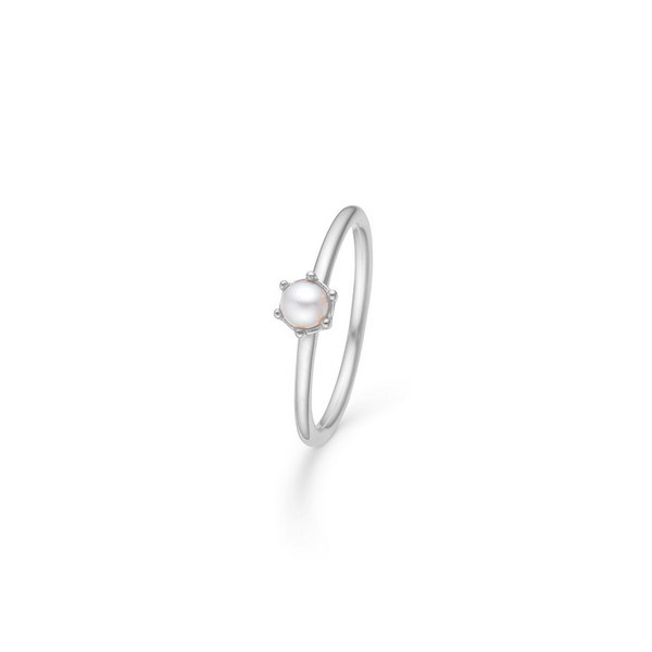 Poetry Solitaire Pearl ring i sølv fra Mads Ziegler 2143050