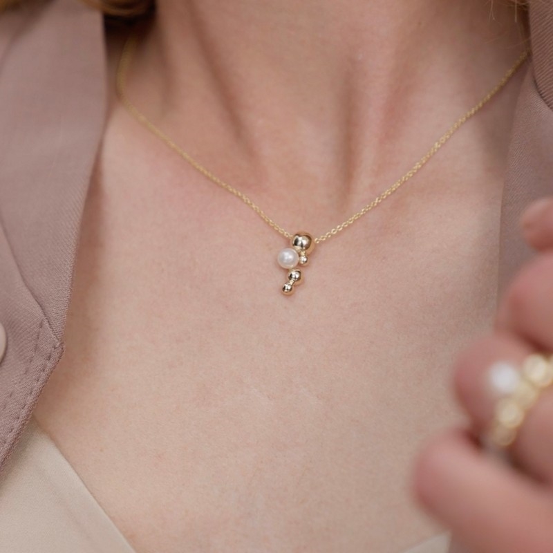 Scrouples Vedhæng med kugler i 8 karat guld med perle 2