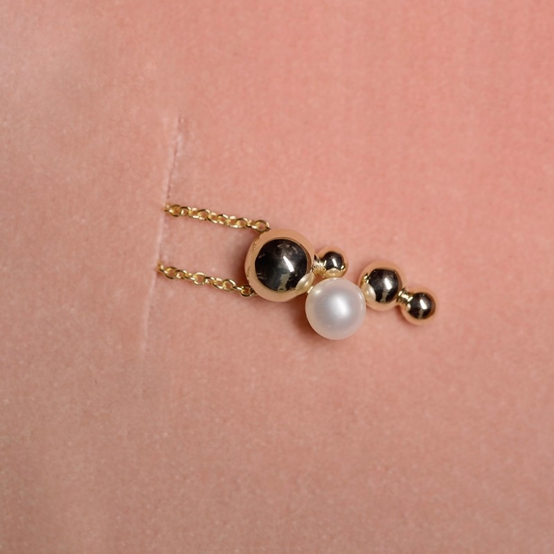 Scrouples Vedhæng med kugler i 8 karat guld med perle 3