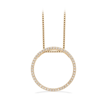 Dazzling - 14 kt. Rundt vedhæng 0,14 H-W/SI m/sølvkæde stor 