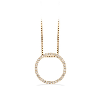 Dazzling - 14 kt. rundt guld vedhæng m/kæde & 0,14 H-W/SI lille