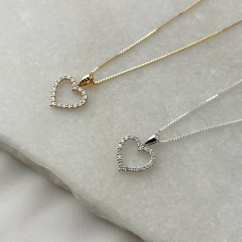 Dazzling - 14 kt. Guld hjertevedhæng 0,36 H-W/SI b