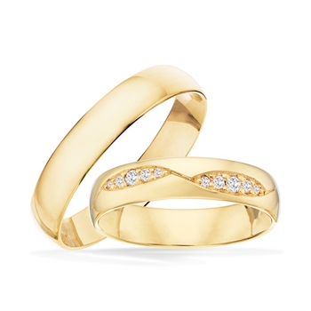 Vielsesringe i 8-14kt Guld med i alt 0,10ct 2363